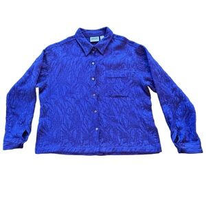 Vibrant Blue Vintage Chicos Button-Up Shirt Size 2